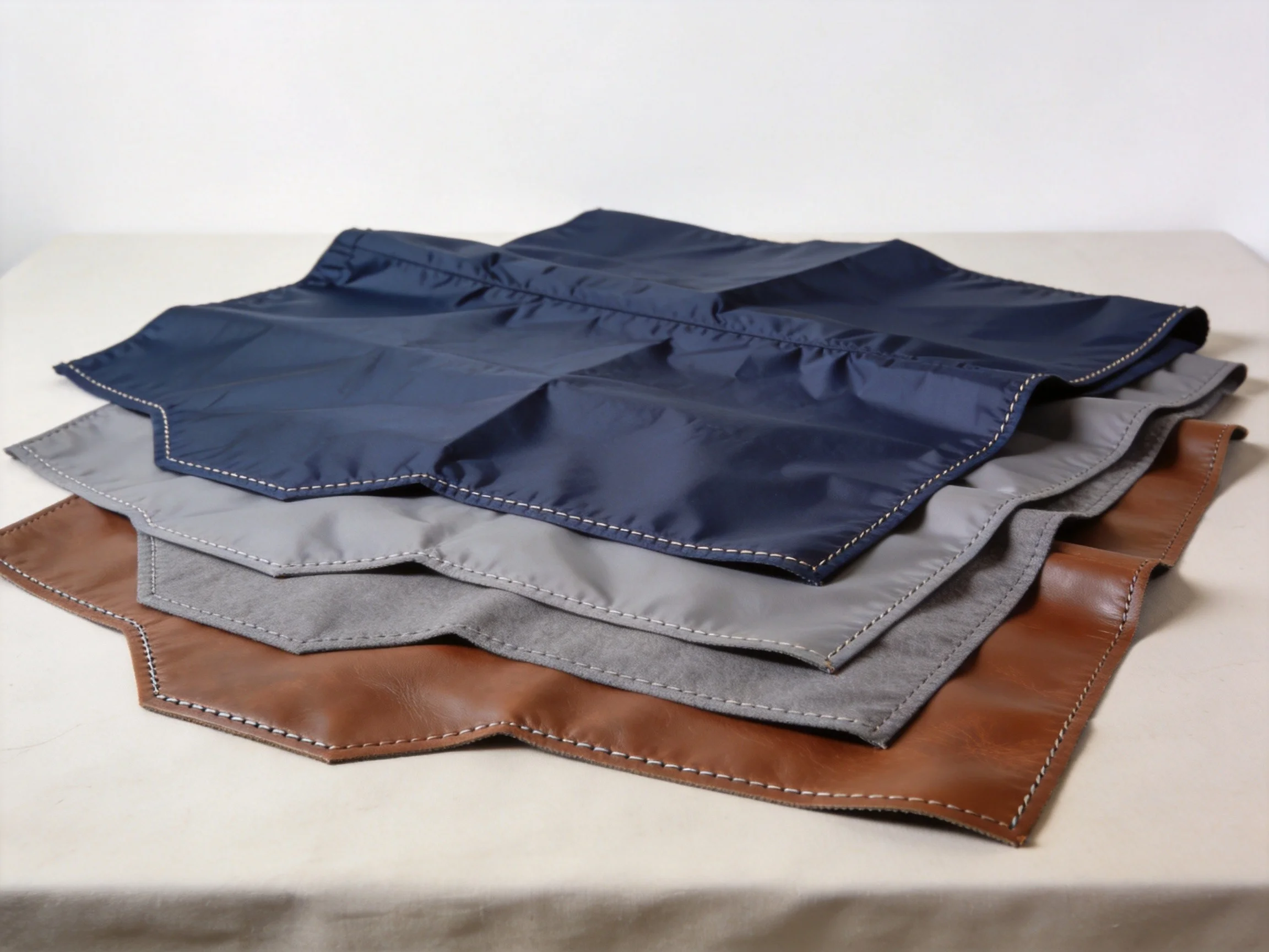 Waterproof nylon, ripstop polyester, PU leather and canvas — the materials we match to your bag
