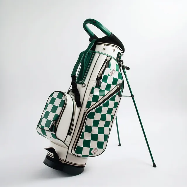 branded golf staff bag front panel sponsor logo
